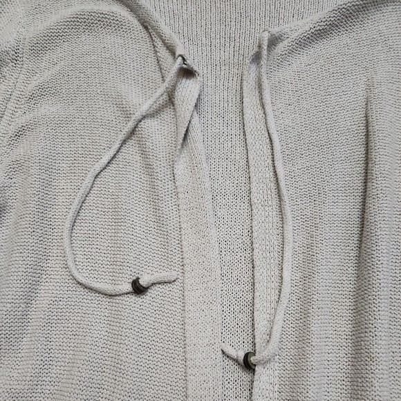 J Jill  Open Tie Front Silk Cardigan Sweater Womens XL Pockets Gray 3/4 Sleeve - Picture 3 of 8